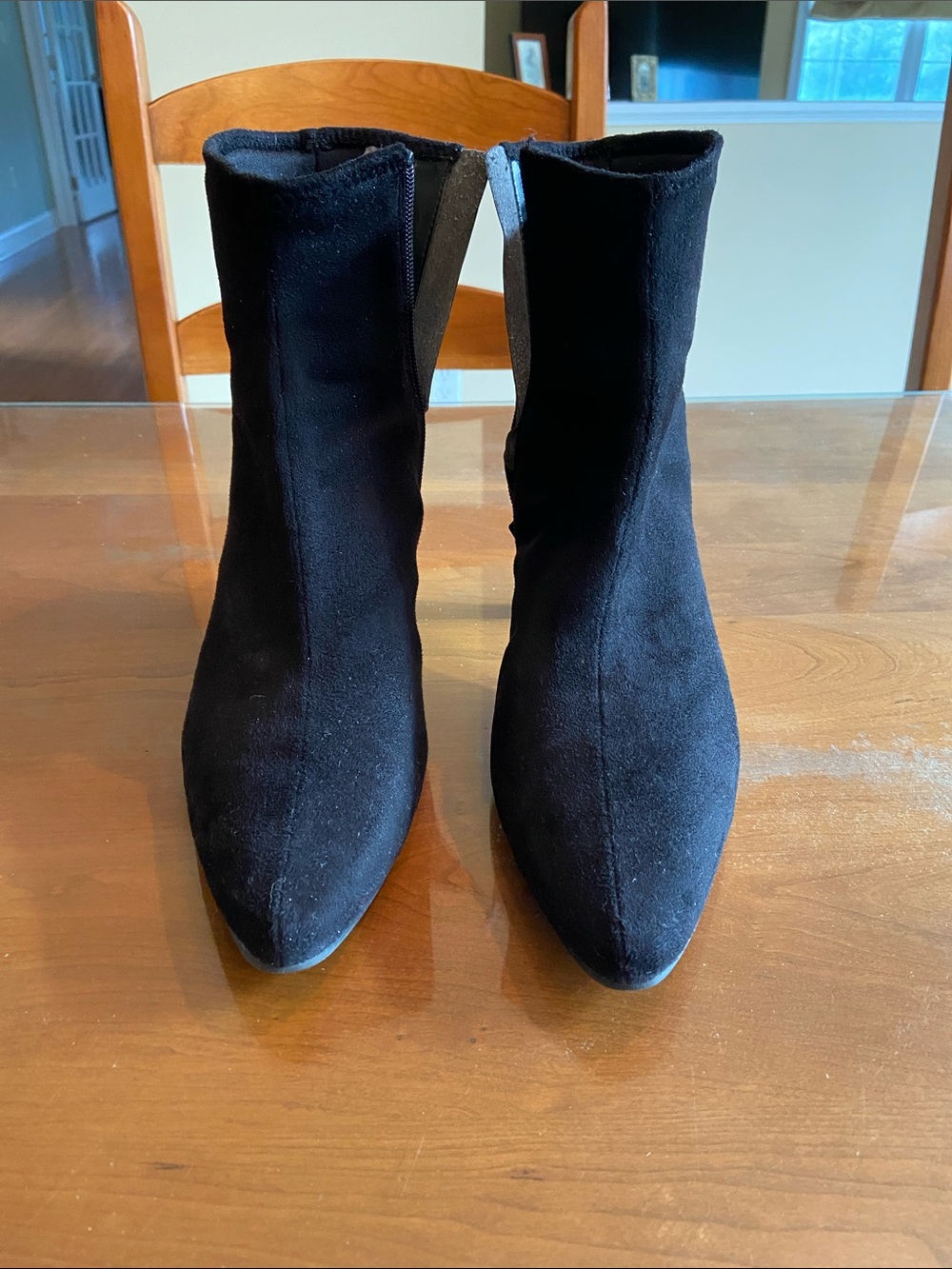 Women's Black Stretch Ankle Boots - Sleek Pointed Toe.